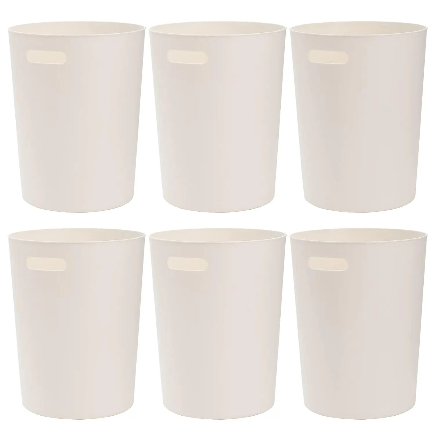 

6-Pack Small Trash Cans, 1.5 Gallon Round Plastic Wastebaskets with Handles for Bathroom, Office, Bedroom, Kitchen