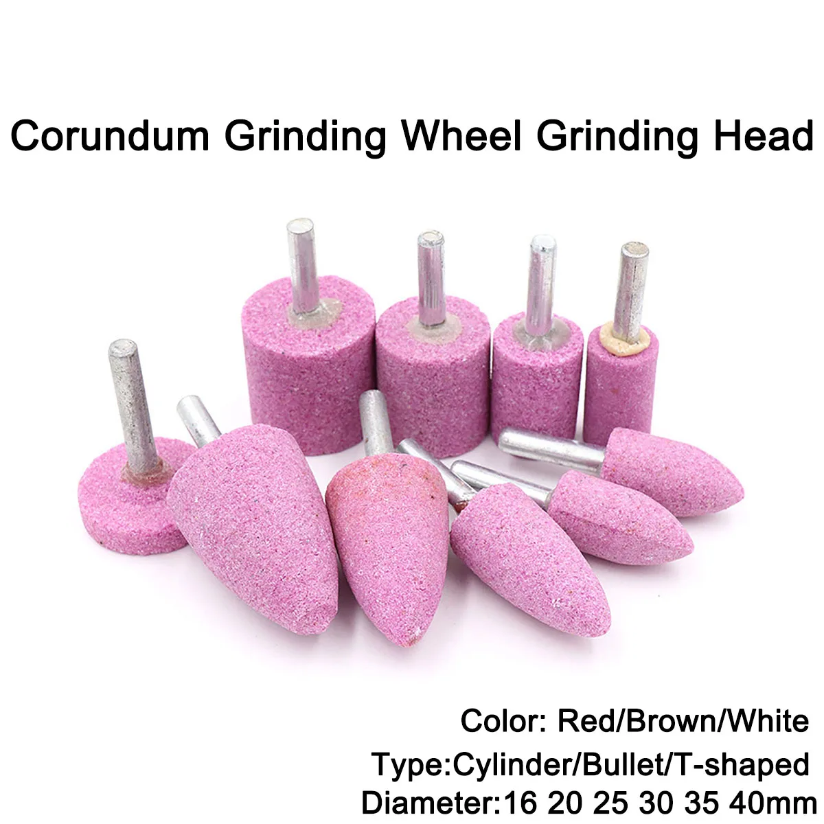 

1 шт. Диаметр хвостовика 6 мм Цилиндрический красный/коричневый/белый корундовый шлифовальный круг Шлифовальная головка диаметр 16 20 25 30 мм для шлифовки