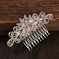 Silver Color Crystal Rhinestone Pearl Hair Comb Hair Clip For Women Bride Hair Jewelry Wedding Hair Accessories Party Hairpin