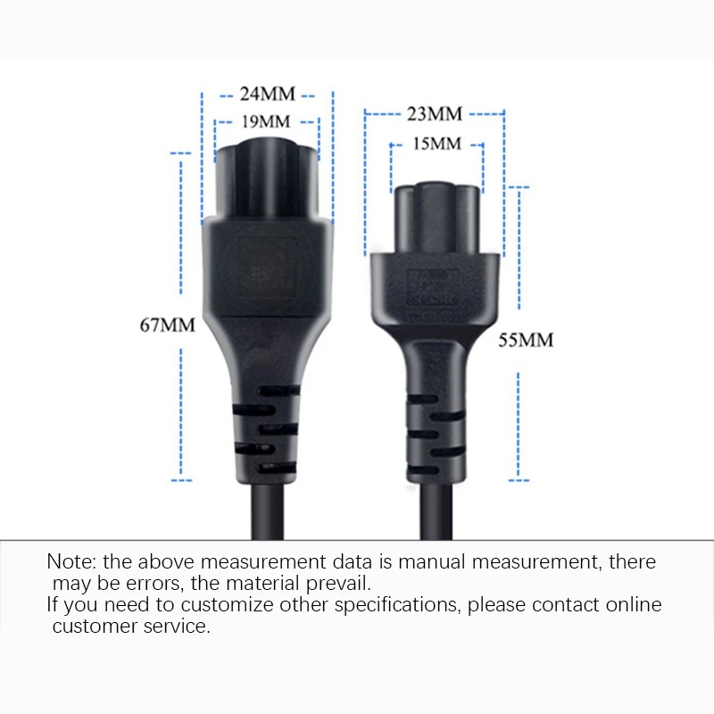 Power Extension Cord, Flame-Retardant And Heat-Resistant Iec320 C5-C6 Plum Blossom Three-Round Power Cable For Computers