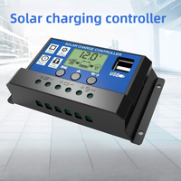 10A 12V 24V PWM Solar Controller Light &Time Control Auto Adapte Solar Charge MCU Controller Dual USB Port LCD Display