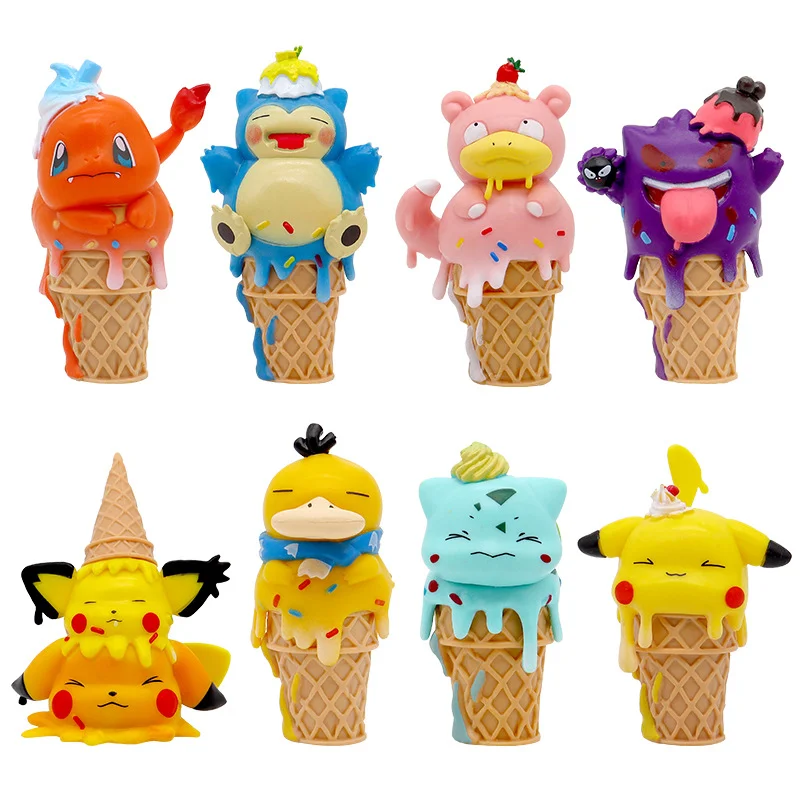 Pokemon Ice Cream Eevee Jigglypuff Figuires Action Figure Anime Figures 14cm Pvc Collectible Decoration Model Doll Toys Kid Gift