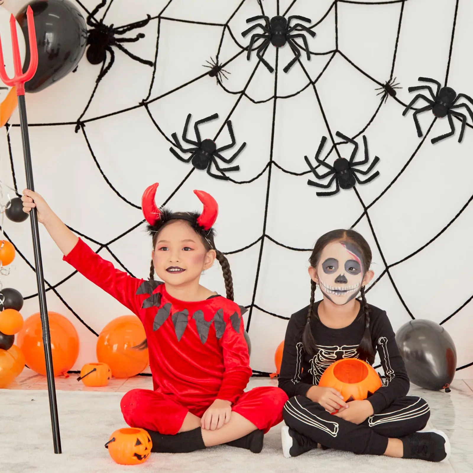 

Realistic Black Spider Decor Soft Supple Feel Stable Structure No Shedding Fading Halloween Scary Party Prop Indoor Outdoor Yard