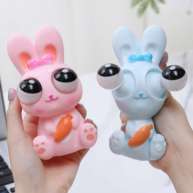 Funny Children's Squeeze Toy Cute Popping Out Eyes Rabbit Squeeze Toys Sensory Fidget Toys Kids Adult Stress Relief Anti-Anxiety