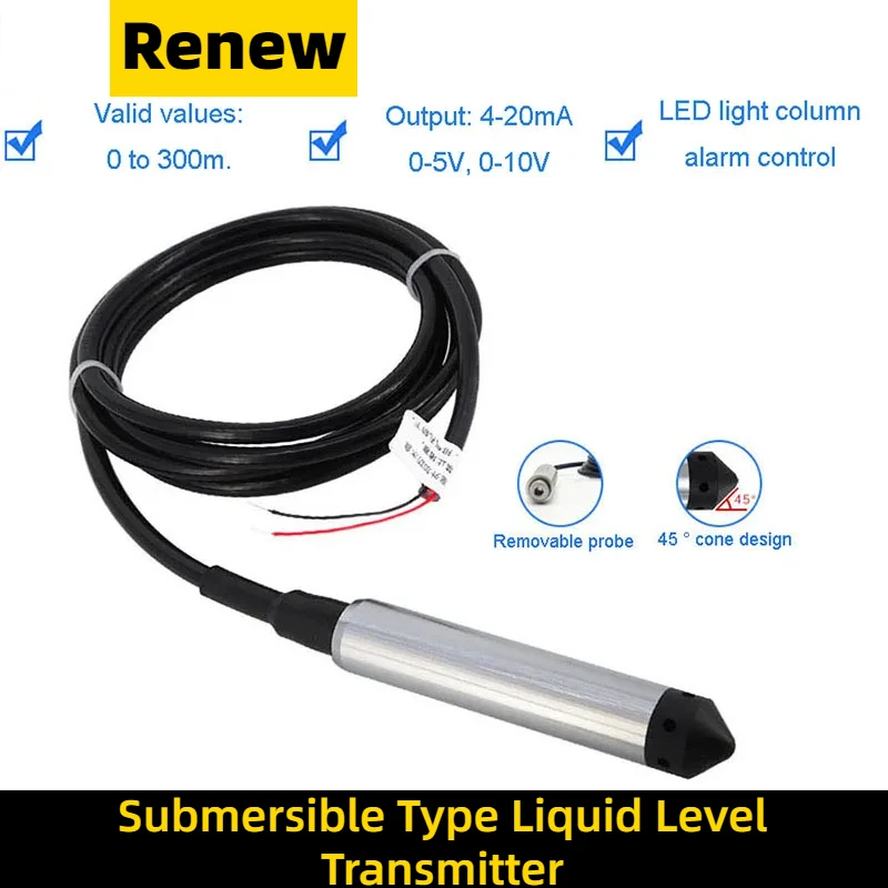 Input type liquid level transmitter water tank level meter water level switch alarm box 4-20ma 0-5V RS485 sensor