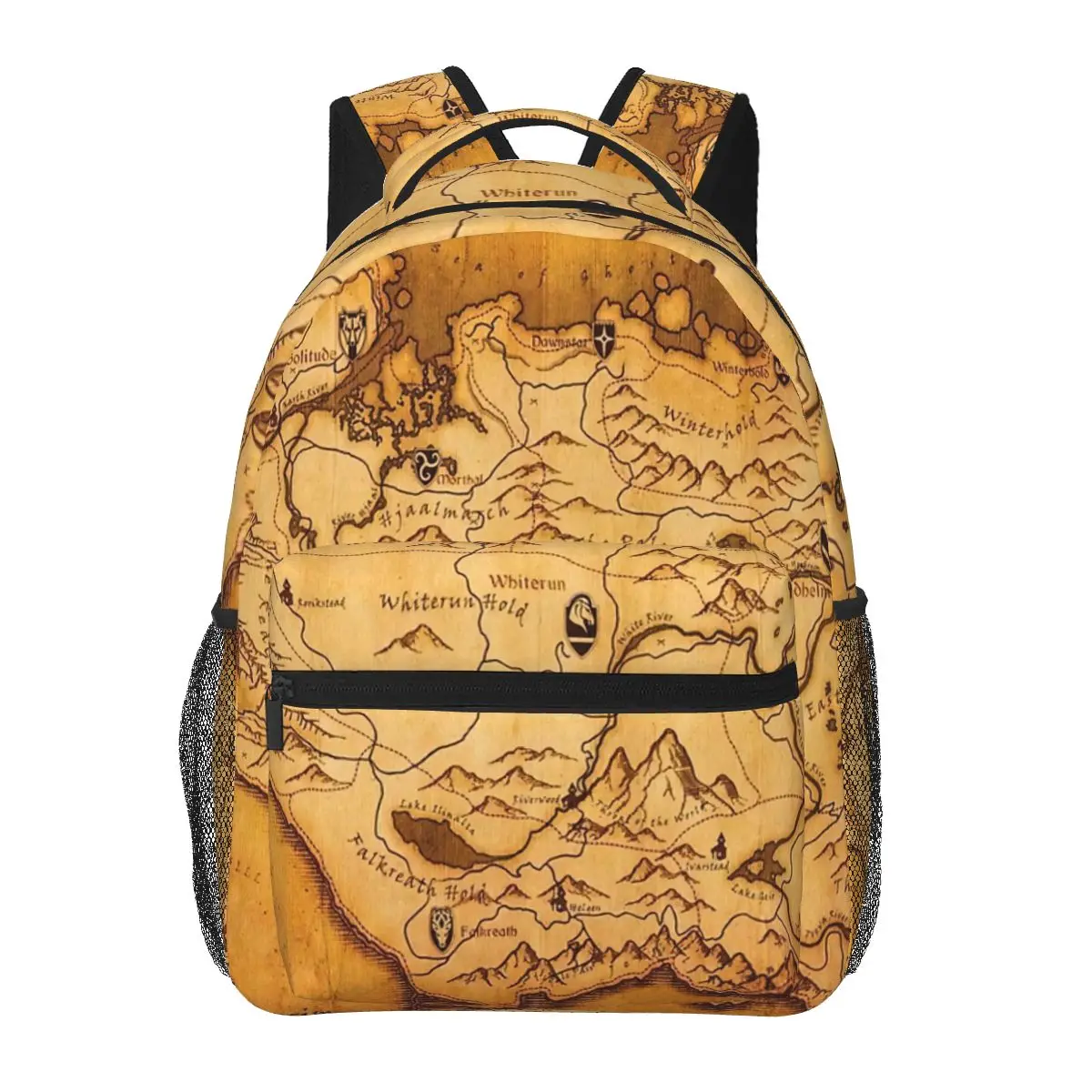 

Skyrim Worn Parchment Map Backpack for Girls Boys Travel RucksackBackpacks for Teenage school bag