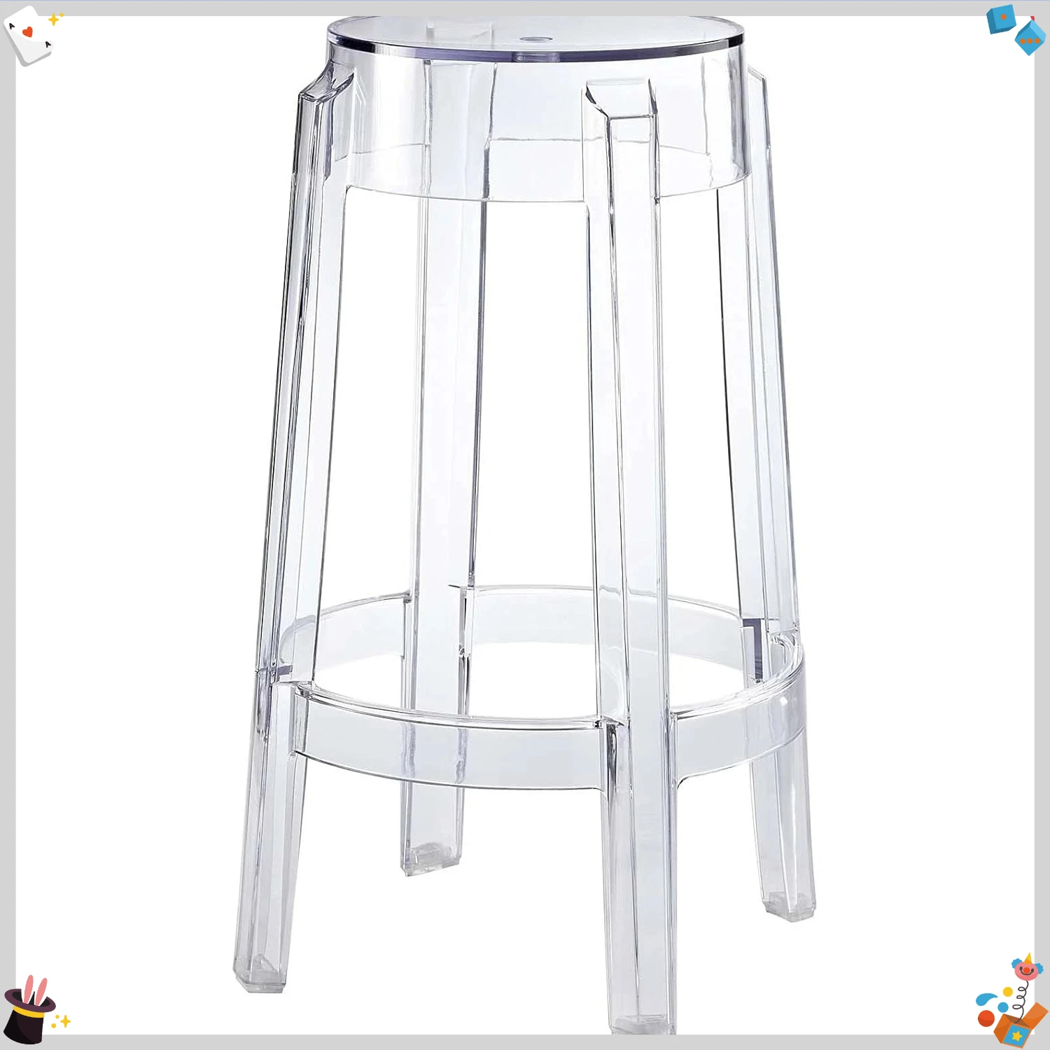 Modern Acrylic Counter Bar Stool in Clear - Fully Assembled