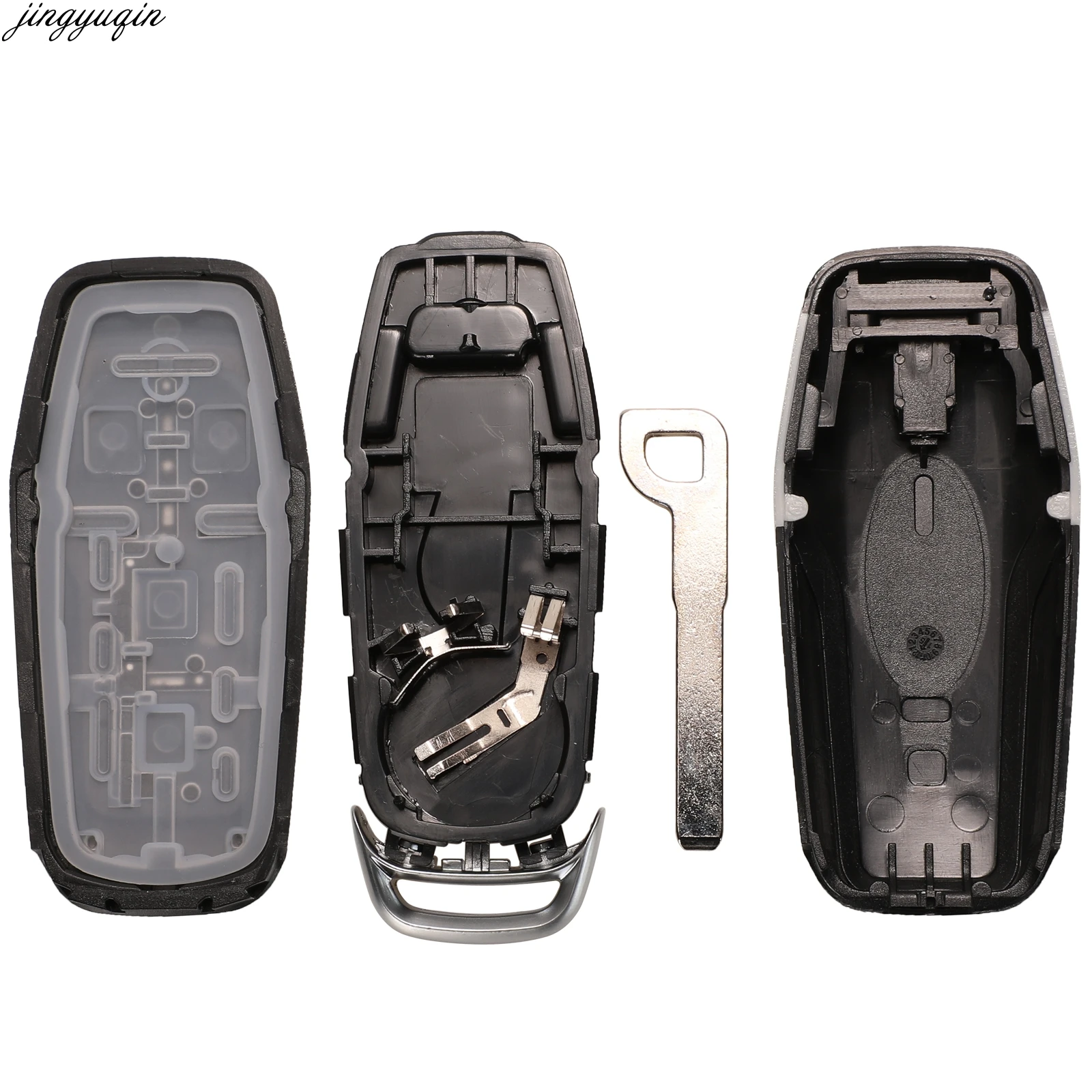 Jingyuqin-carcasa de llave de coche inteligente, carcasa remota para Ford Mustang Edge Explorer Fusion Kuka Mondeo, entrada Fob, hoja sin cortar,