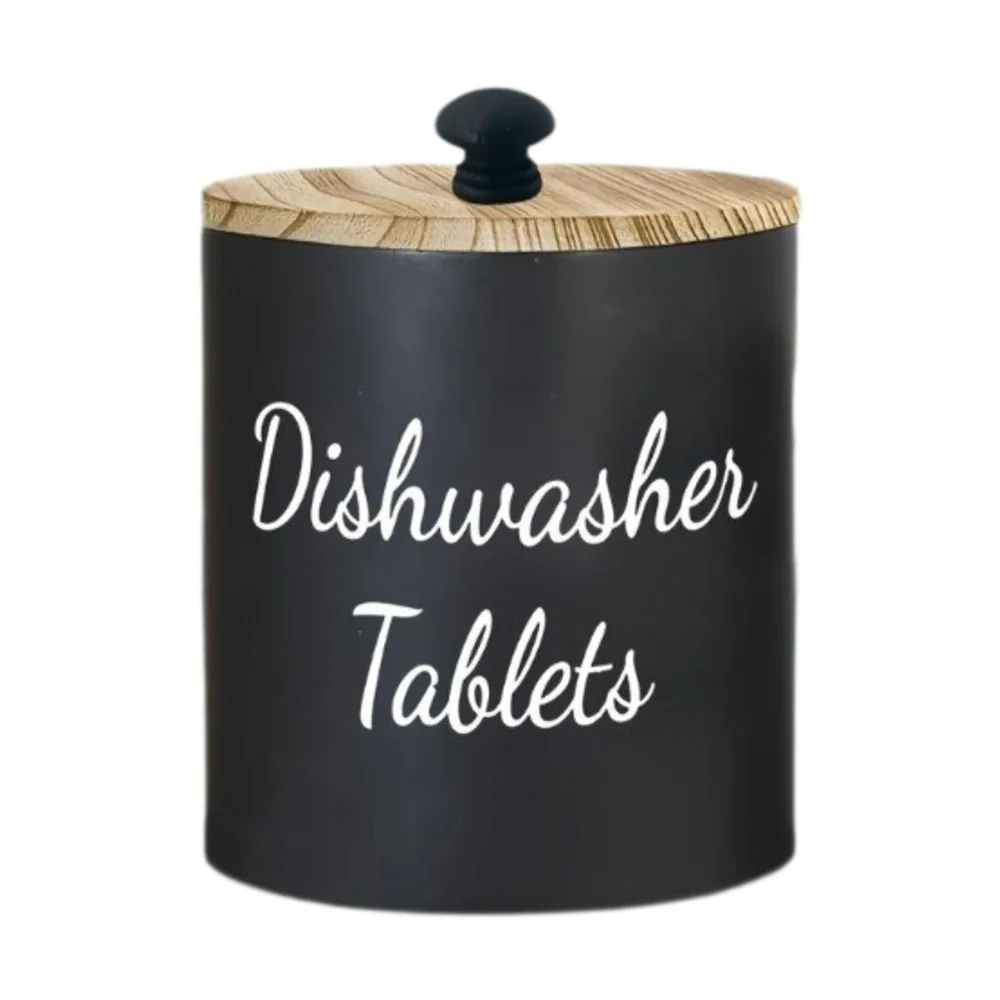 Wood Dishwasher Tablet Container Wide Opening Round Dishwasher Pod Container Large Capacity Sealed Laundry Detergent Case