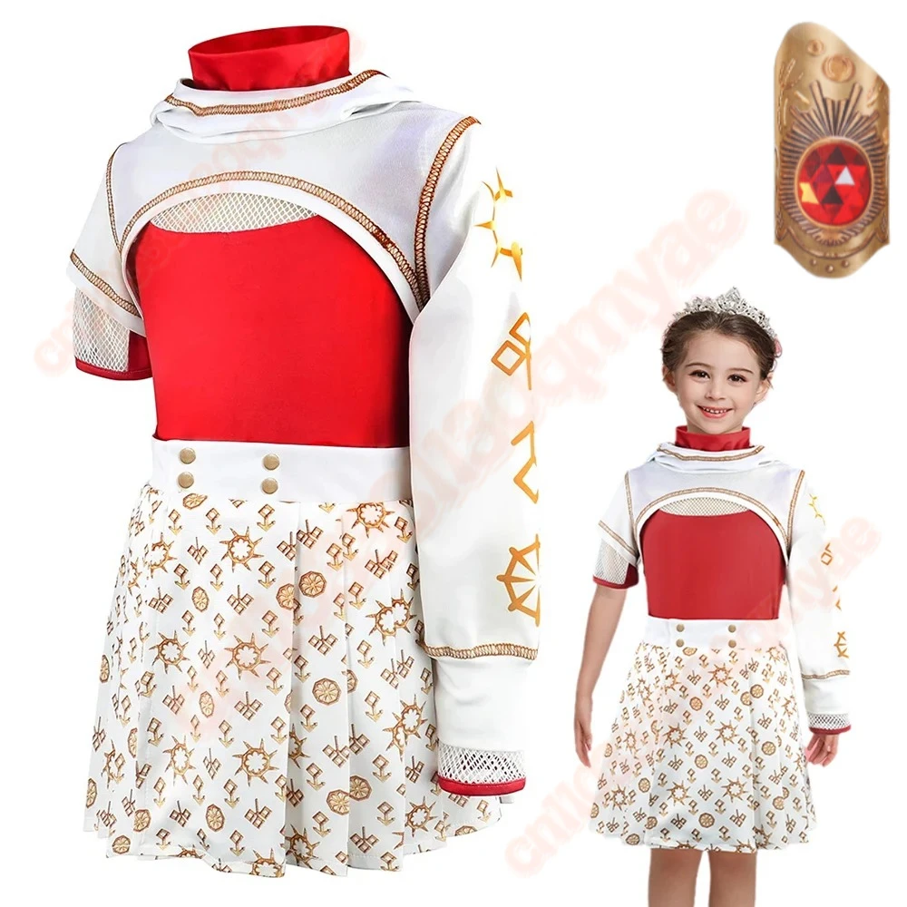 

3PCS Sets For Children School Uniform Cheerleading Clothing Movie Same Zombies Cheerleader Cosplay Costumes Girls Party Dresses