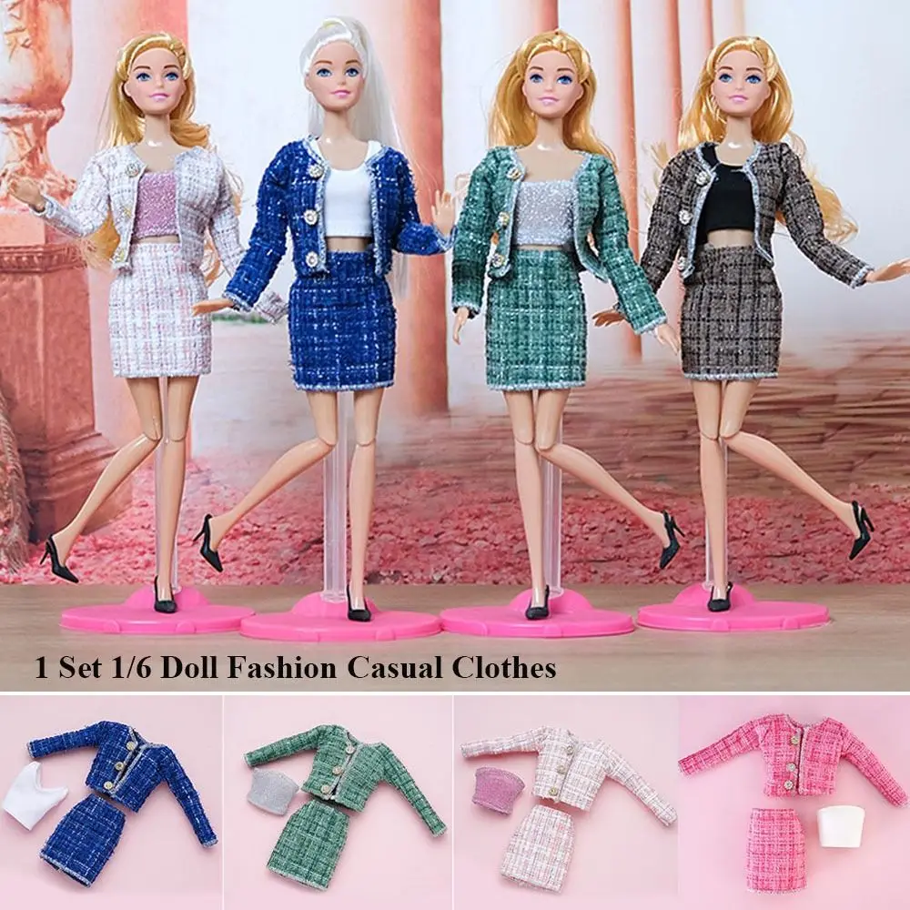 1 Set 1/6 Doll Casual Clothes Winter Wear Elegant Coat Skirt Handmade Doll Wearing Set For 29~32 cm Doll Clothes Accessories