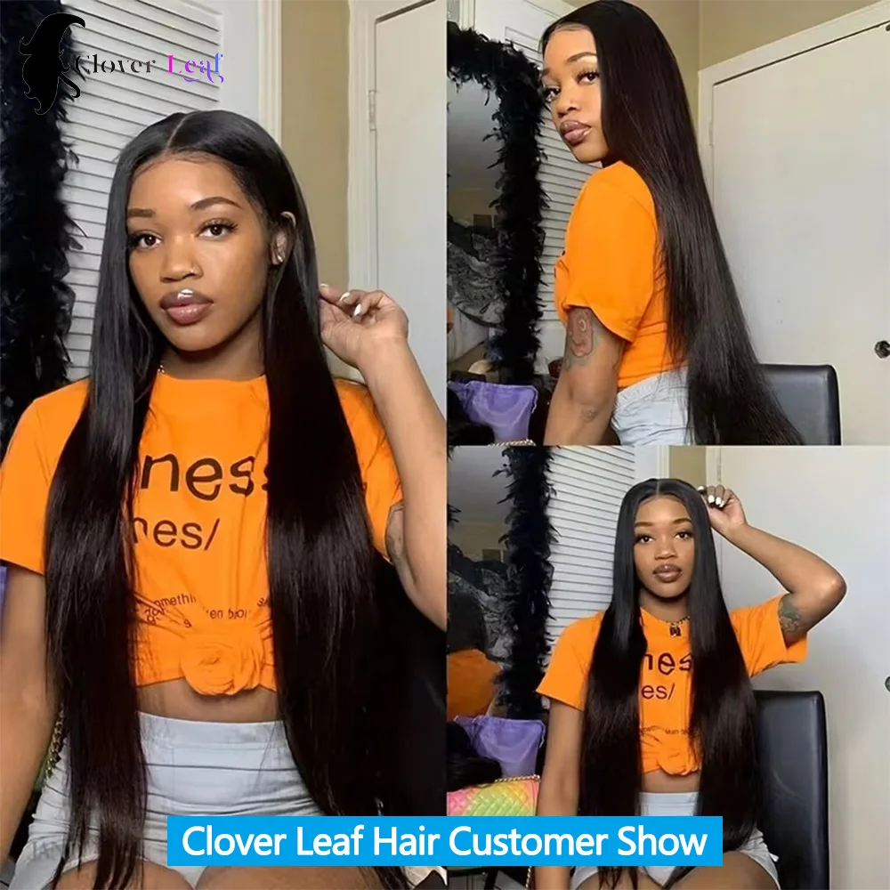 Straight Human Hair Bundles with frontal 13x4 Raw Hair Bundles 100% Human Hair Extensions Weave 3 Bundles with 13x4/6 HD Frontal image 6