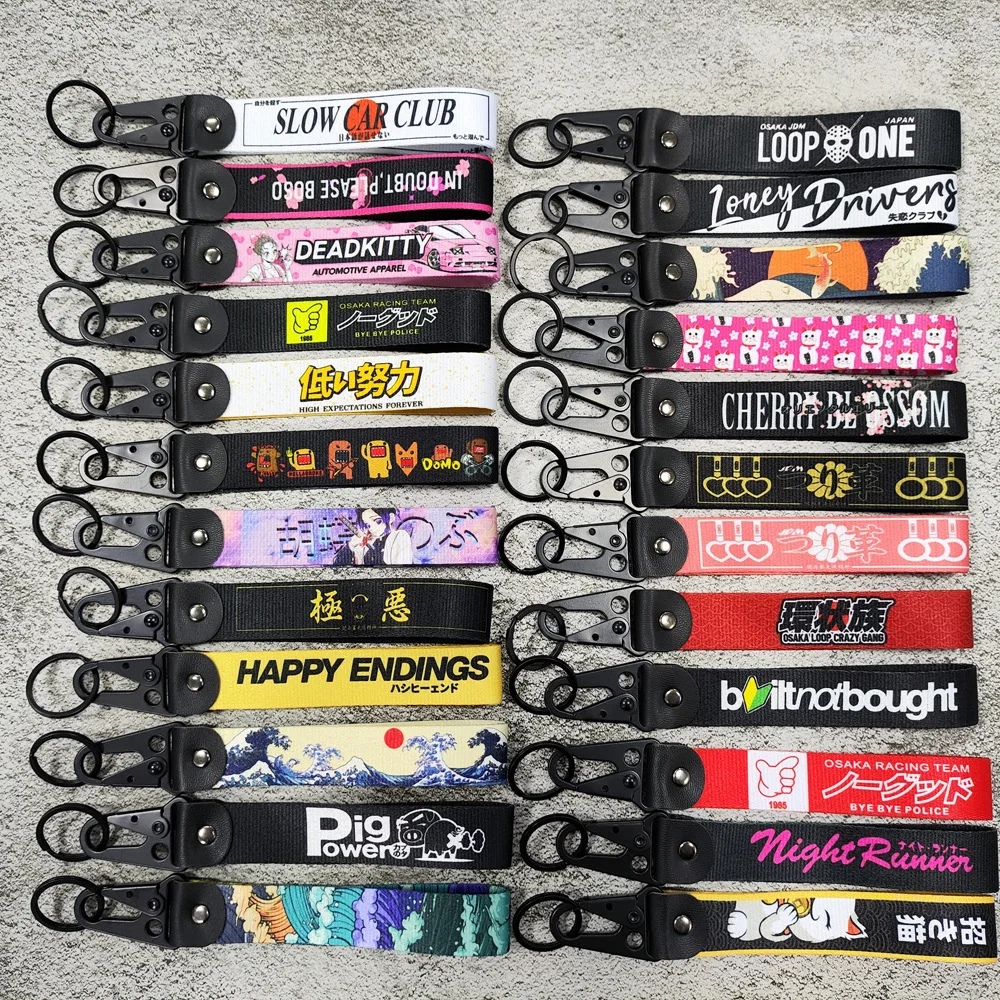 1PC JDM Key Tag Racing Car Motorcycle Keychain Ring Car Lanyard Key Strap Akcesoria samochodowe dla nocnych biegaczy Brelok do kluczy Prezent