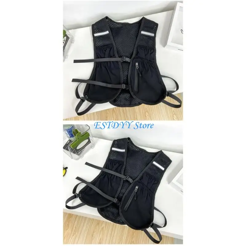 G6DE Adjustable Running Vest with Phone Holder Light Weight Running Backpacks Reflective Outdoor Sport Vest Water Bottle Pack