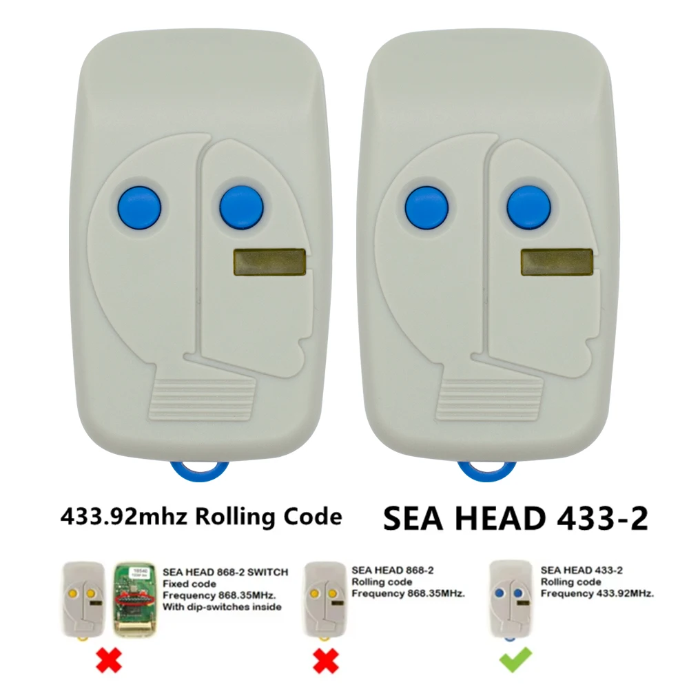 

1/2/3pcs SEA HEAD 433-2 Remote Control 433.92MHz Rolling Code SEA SEA HEAD 433-4 Garage Door Opener Door Command Keychain