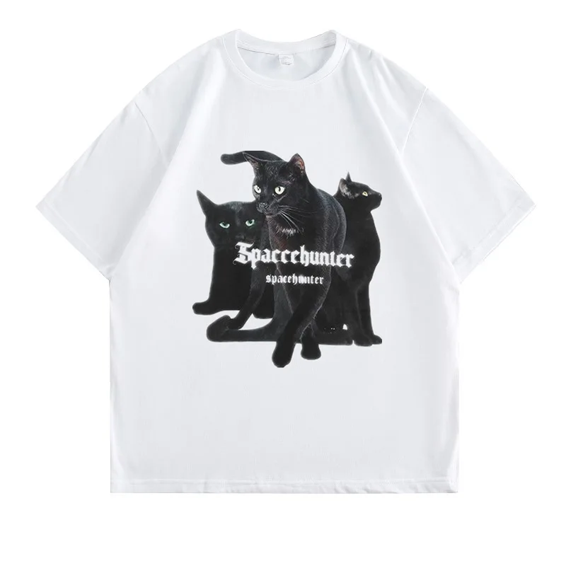 ARTIE | Punk Gothic Tee Streetwear Graphic Tees Women Cat Print 90s Cute Tee Summer Emo Aesthetic Y2k Clothes Vintage Crop Tops