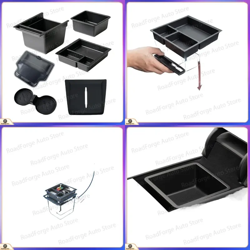 Slidable Double Layer Console Organizer Armrest Secret Box for Tesla Model Y L 2026 Long Wheelbase 6 Seater LWB YL