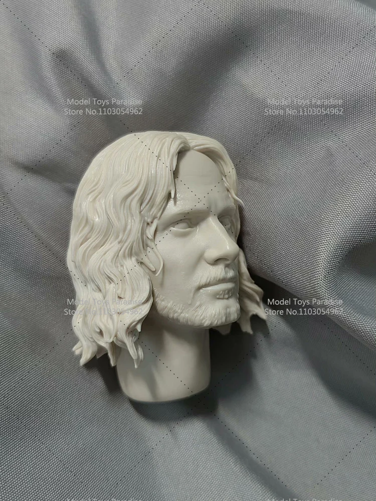 Unpainted White Model Head 1/6 Men Soldier Aragorn Half Elves Head Sculpt Fit 12inch Action Figure Body