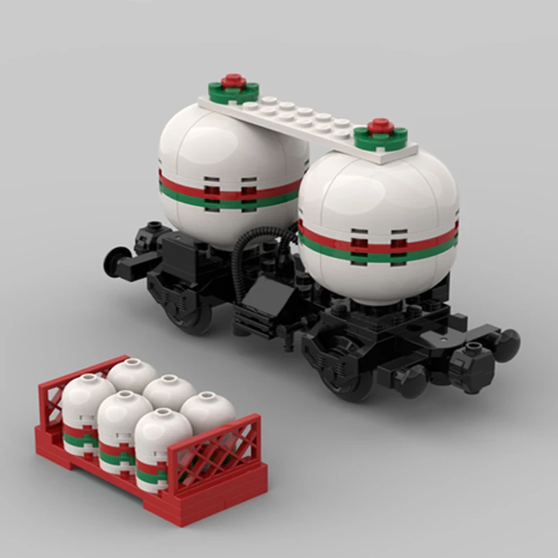 Baru 109 Buah MOC Kota Industri Shell Oktan Rel Tanker Mobil Gerobak Kereta Model DIY Ide Kreatif Mainan Anak Hadiah Teknologi Blok