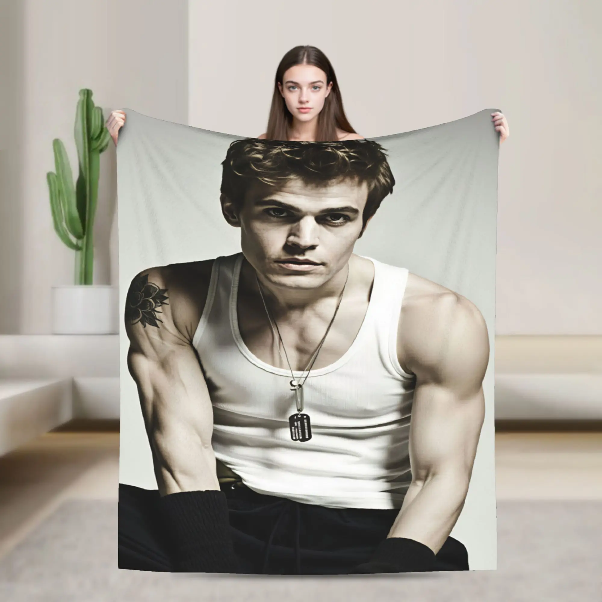Vampire Diaries Damon Klaus  Blanket Quality Warm Soft  Throw Blanket Spring Camping Couch Chair Sofa Bed Street Trend Bedspread