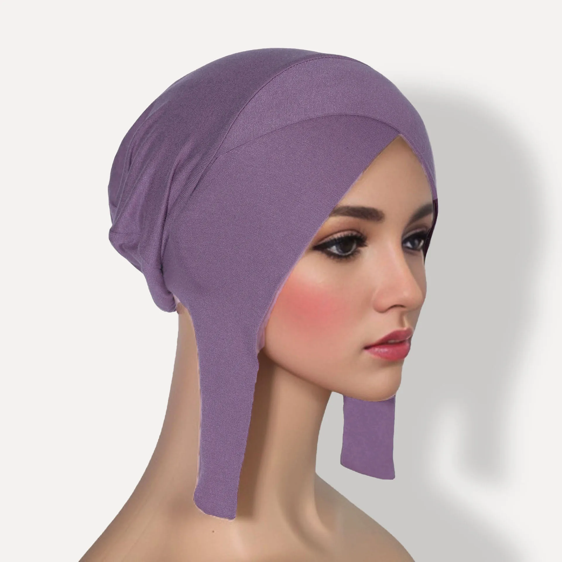 

New Cross Bottoming Muslim Modal Turban Pure Color Stretch Inner Hijab Cap Ready To Wear Women Head Scarf Inner Bonnet Headcover