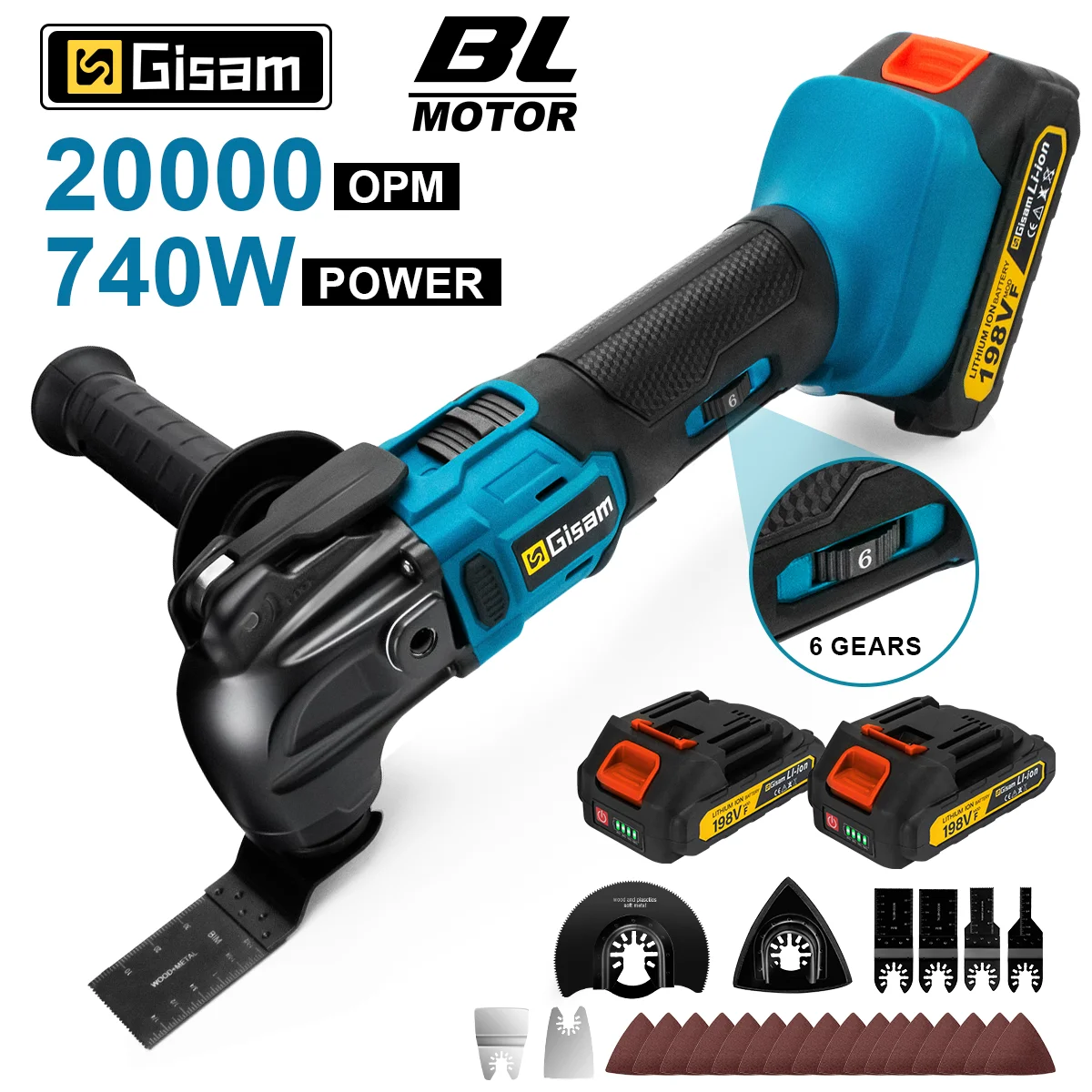 G perfil Burhsless Multifunktionswerkzeug Oszillierende Multi-Tools 6-Gang-Renovierer Elektrische
