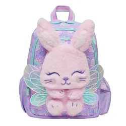 Saco de escola roxo bonito para meninas, mochila infantil, 14 