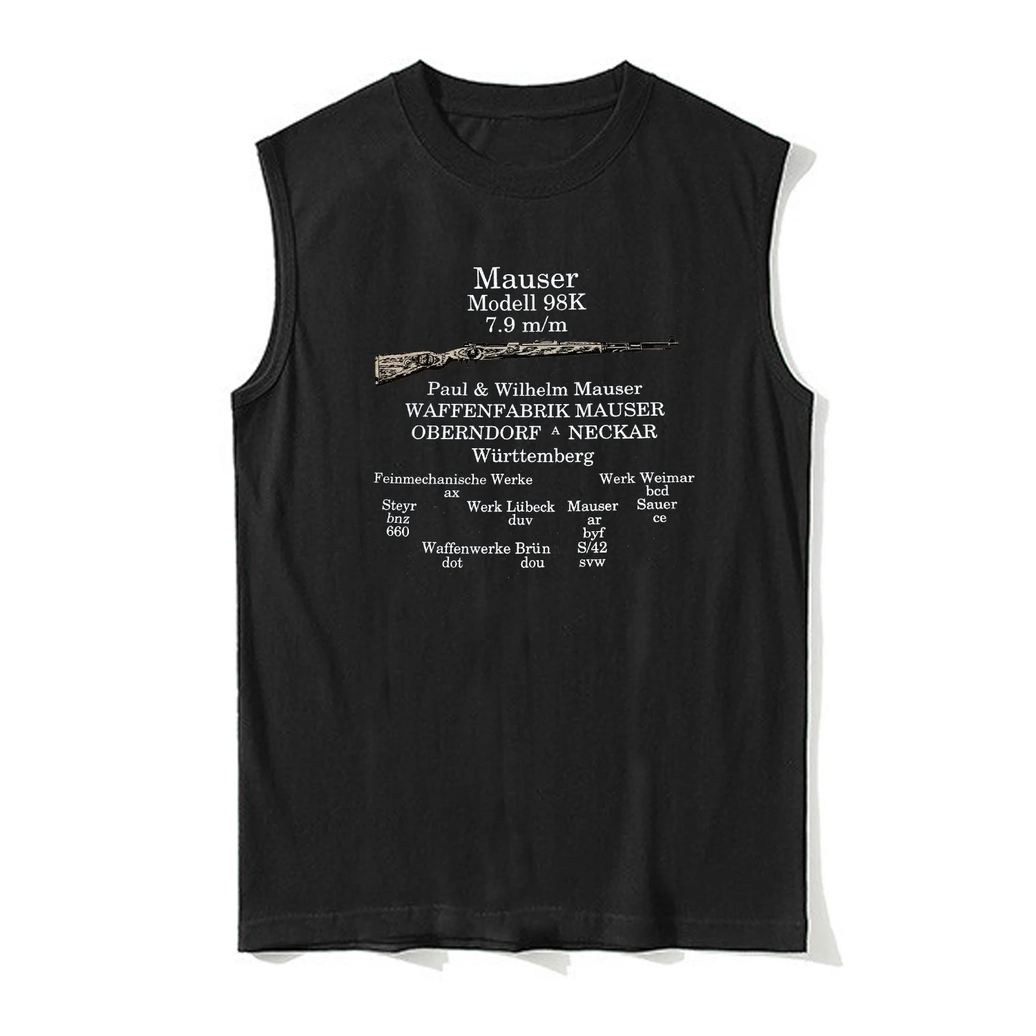 History of Firearm Mauser Model 98K Sniper Rifle Tanktop New 100% Cotton O-Neck Summer Casual Mens Vest Sleeveless T-shirt