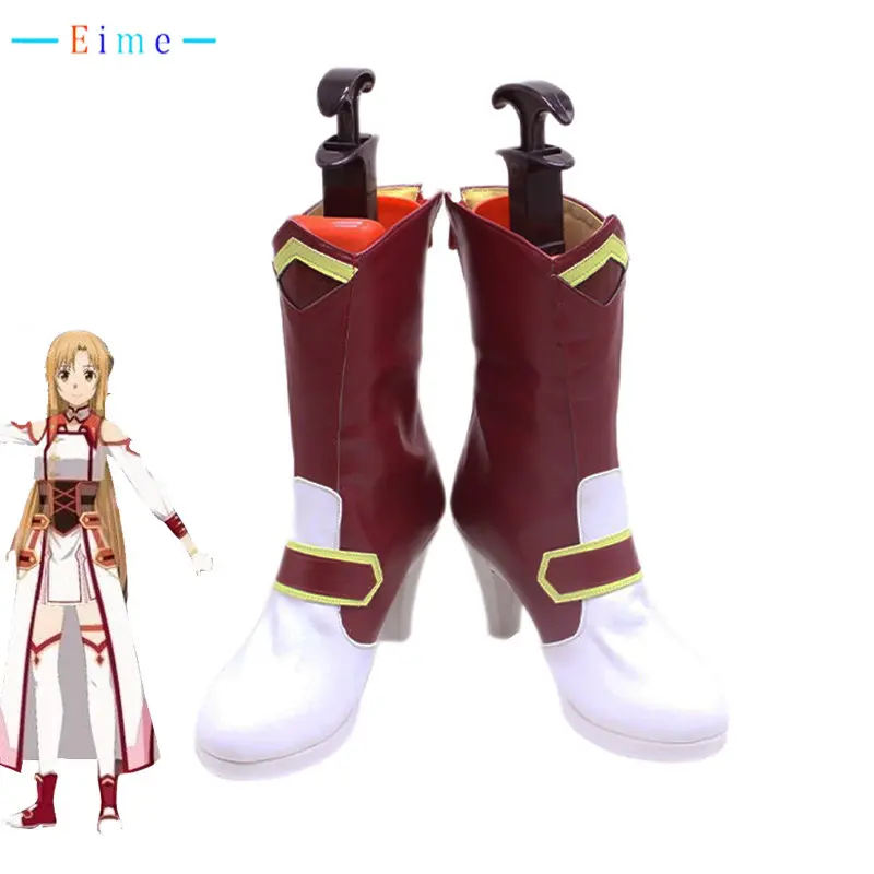 

Yuki Asuna Cosplay Shoes Game Sword Art Online PU Leather Shoes Halloween Carnival Boots Cosplay Prop Custom Made