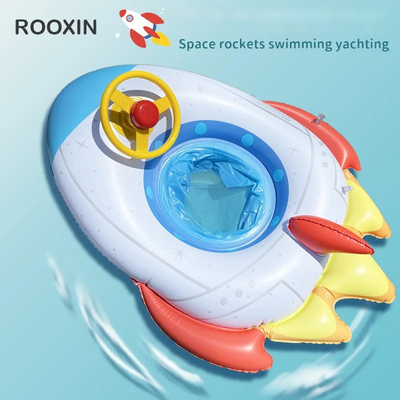 Rooxin Water Motorboot Zwemmen Ring Voor Baby Baby Float Pool Opblaasbare Speelgoed Zwemmen Cirkel Met Stuurwiel Float Seat