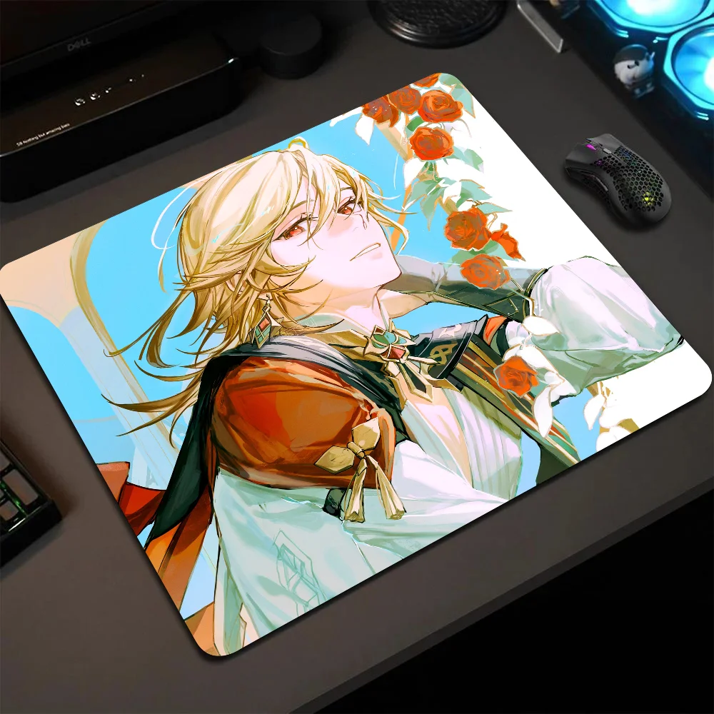 Kaveh Genshin Impact Mousepad Small LockEdge Mouse Pad For Gamers Computer Desk Pad Rectangular Anti-slip Rubber