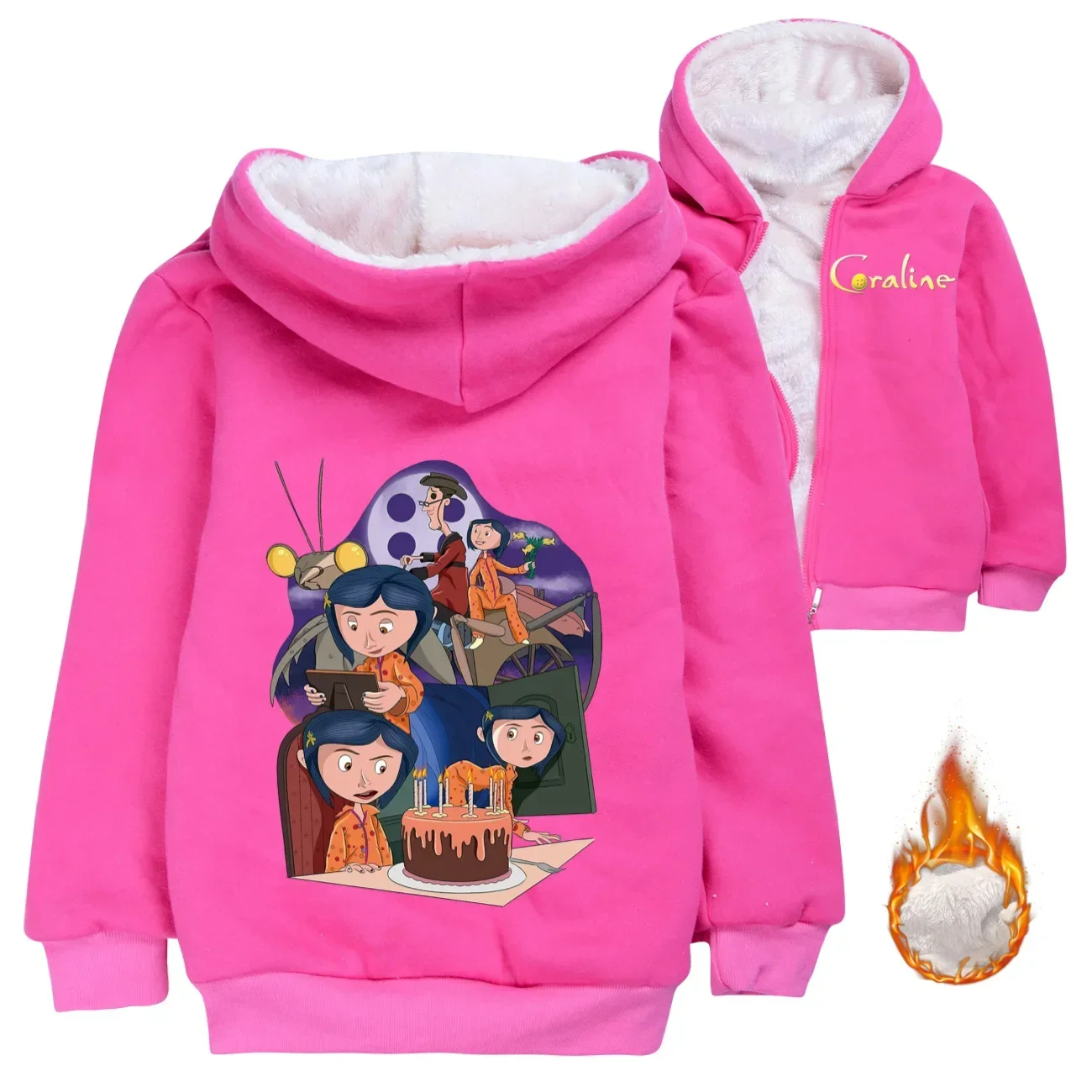 Coraline Kids Clothes Girls Coat Anime Hooded Sweater Winter Warm Outerwer New Fashion Children's Clothing Boys Thick Jacket