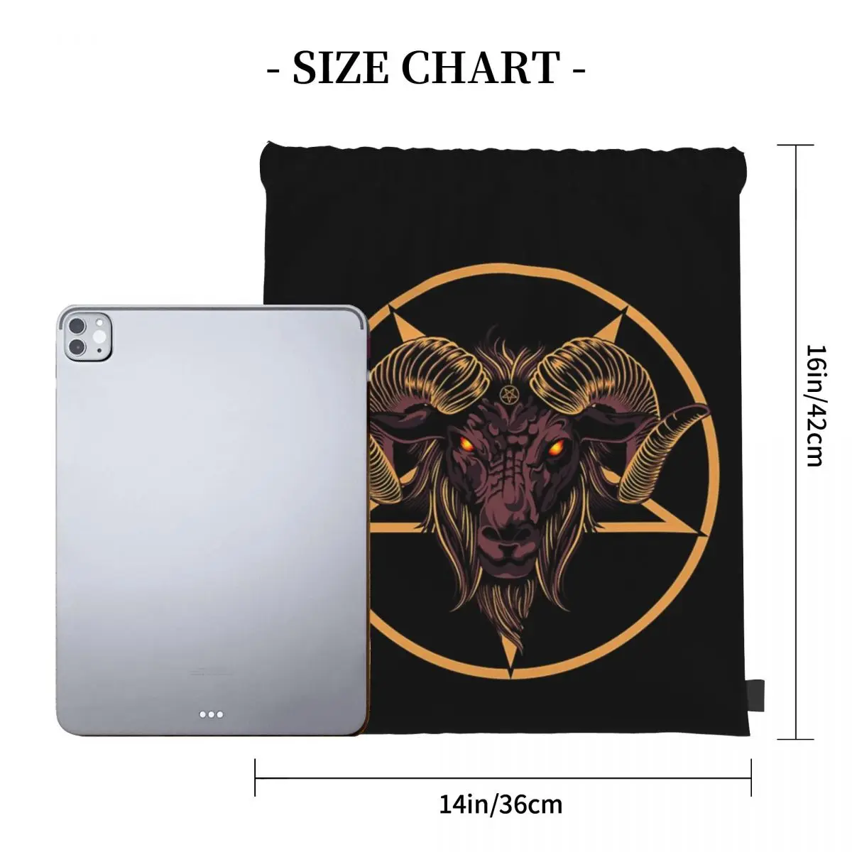 Baphomet Satanic Goat Backpacks Fashion Portable Drawstring Bags Sports Bag Book Bags For Travel Students