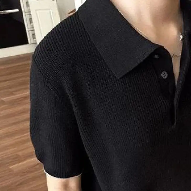 2025 الصيف بلون متماسكة قميص بولو الرجال قصيرة الأكمام التلبيب الياقة تنفس المحملة خفيفة الوزن و تمتد صالح الشارع الشهير #6