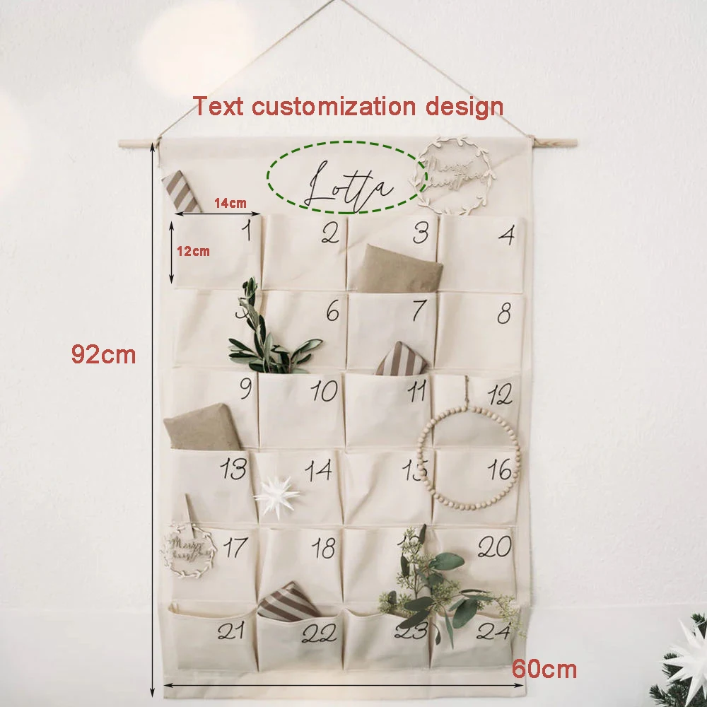 Personalized Christmas Decorations Customized Christmas Arrival Calendar with 24 Pocket Fillers Countdown Gift for Children