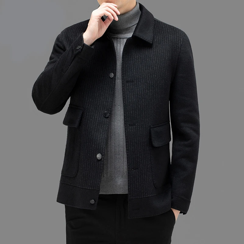 Men's Jacket 2023 Autumn/Winter New Fashion Versatile Stripe Middle Aged Coat