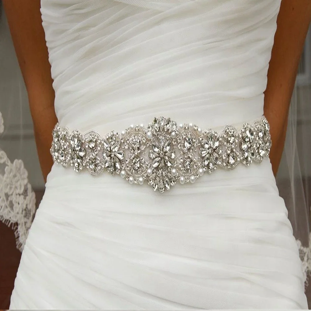 JLZXSY Flower Style Wedding Belt Bridal Sash Belt Crystal Rhinestone Dress Sash Prom Sash Wedding Accessories