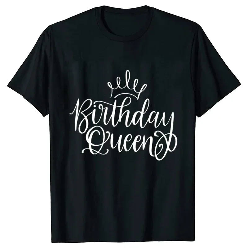 Camiseta de manga curta feminina, Tops Estampados Rainha Segurança, Tees Amigos, Festa de Aniversário, Roupas Estéticas, Meninas