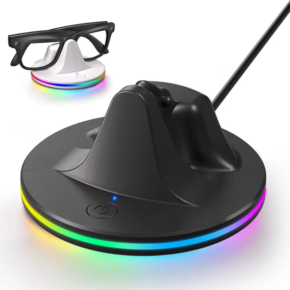 RGB Light Smart Glasses Charging Dock Stable Anti Slip Charging Station for RayBan Meta Wayfarer/Headliner/Skyler/ HSTN