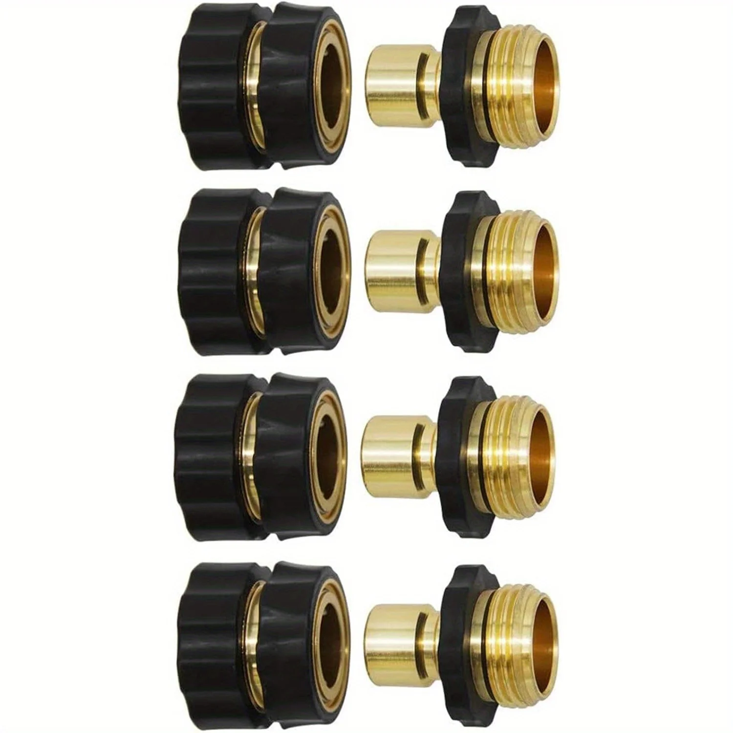 4pcs-Two sets of 3/4 inch garden hose fittings quick couplings for men and women, garden hose adapters, quick connect hose fitti