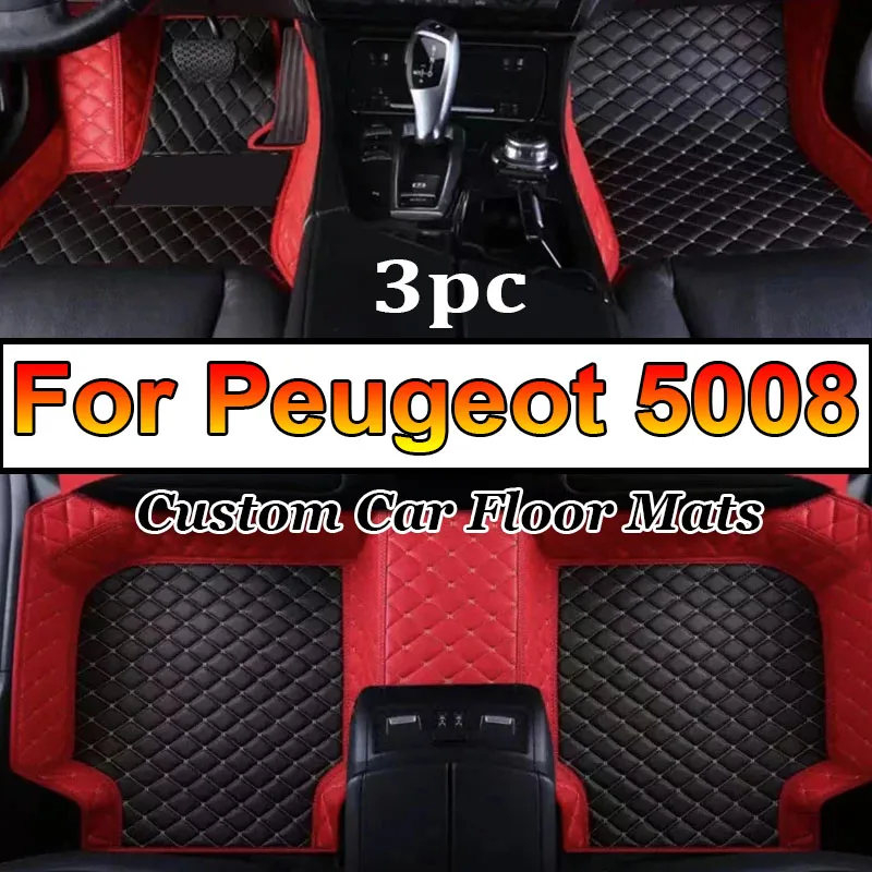 Car Floor Mats For Peugeot 5008 Seven Seats 2017-2023 18 19 20 21 22 23 Custom Auto Foot Pads Carpet Cover Interior Accessories