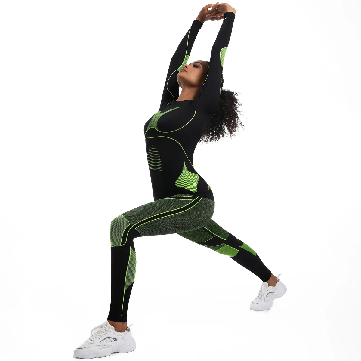 Seamless Yoga Sets Sports Fitness Tight Hip-lifting Long-sleeved Pants Suits Running Cycling Workout Gym Leggings Sets for Women