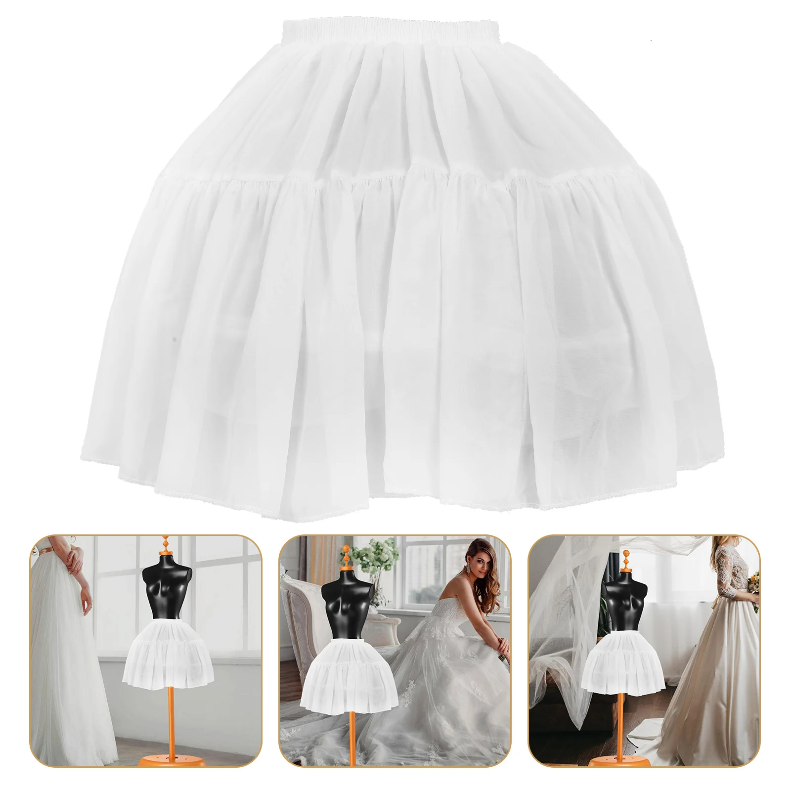 Pannier Short White Dress for Women Poofy Dresses Frocks Girls Tutu Skirt Gauze Underskirt Cosplay The Bubble