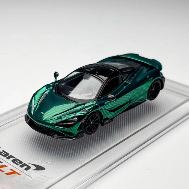 

CM 1:64 Scale 765LT Electroplated Full Carbon Green Alloy Simulation Car Model Collection Display Ornament Toy Gift