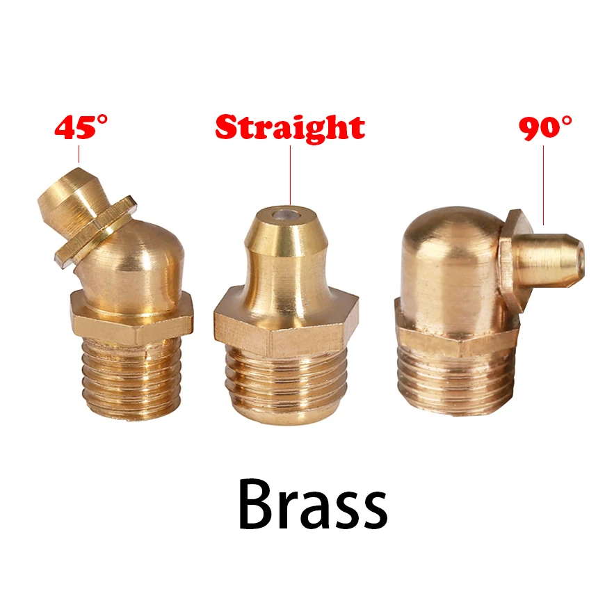 

M6 M8 M10 M12 M14 M16 1/1.25/1.5mm Pitch Brass 45 90 Degree Straight Butter Cup Fork Lift Truck Oil Fitting Grease Fitting