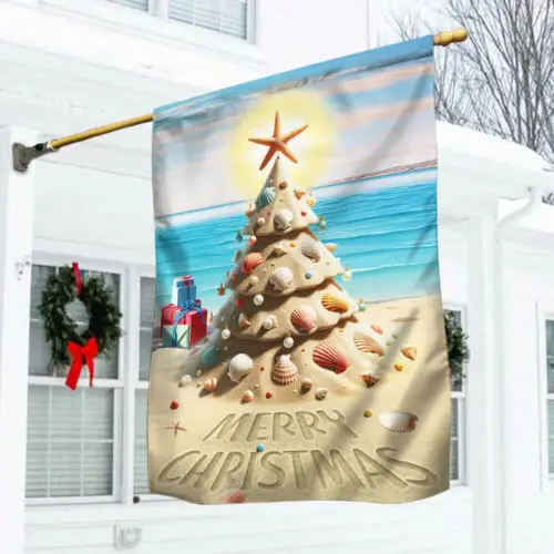 Beach Christmas Merry Christmas Christmas at the Beach Garden Flag - House Flag AAL HHM WZZ yyi