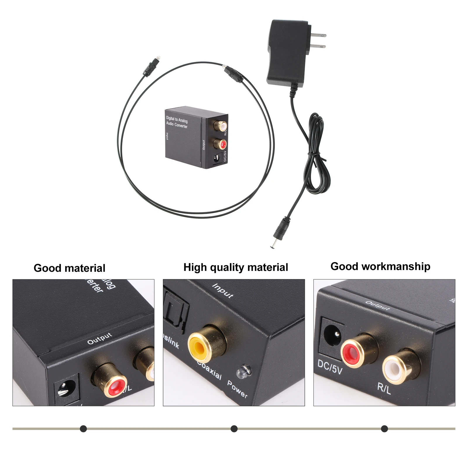 

Digital To Analog Audio Converter Optical Spdif To L R Adapter 24 Bit 32 44.1 48 96 Khz Sampling Rate For Dvd