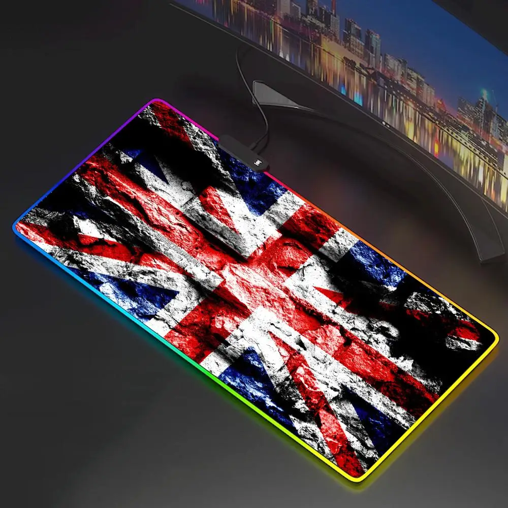 

B-british F-flages Mouse Pad Mousepad Rgb kawaii Mouse Pad Gaming Backlight Pc Accessories Gamer Keyboard Backlit Mat Desk Prot