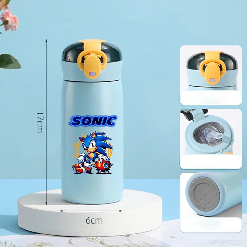 

460ML Sonics Thermos Cup Cartoon Anime Printed Water Bottles Autumn Winter 304 Stainless Steel Water Bottle Cute Christmas Gifts