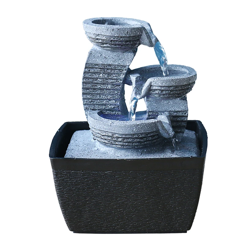 Resin Rock Three Layers Flowing Water Desktop Fountains Zen Meditation Peaceful Sound Fortune Ornaments  Air Humidifier